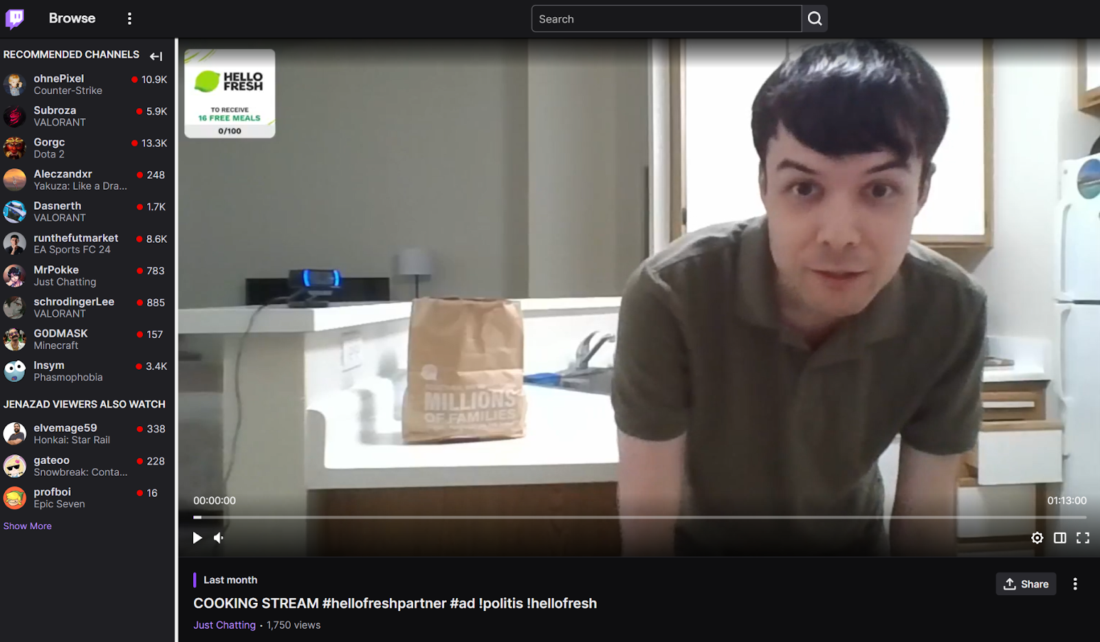 hello fresh twitch ad example