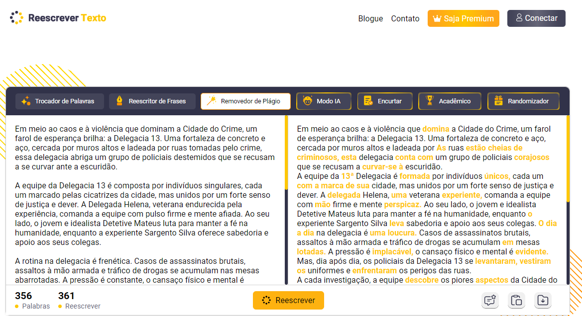 Reescrever texto IA copywriting