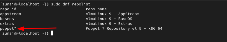 check repo list on almalinux
