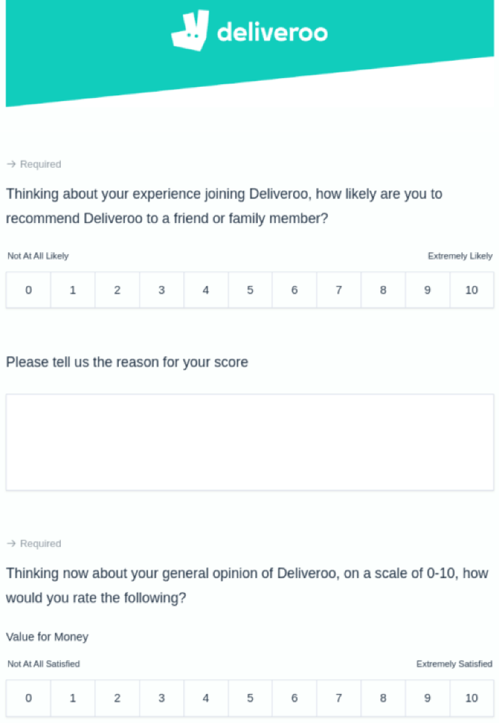 Deliveroo feedback survey phishing email - Hoxhunt