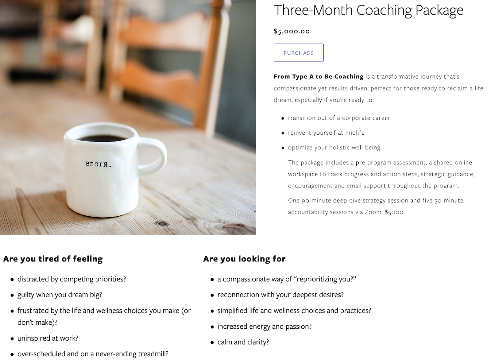 3 month coaching package example
