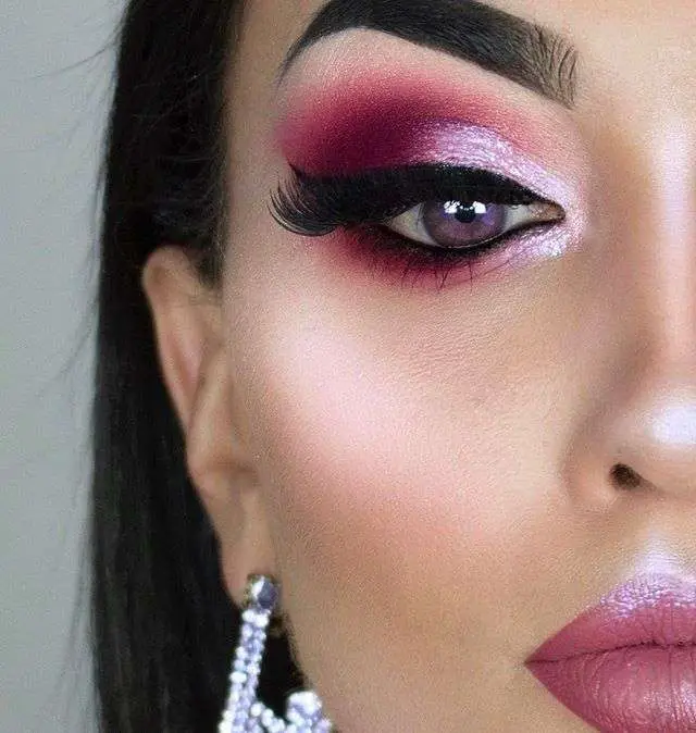 pink and purple eye makeup