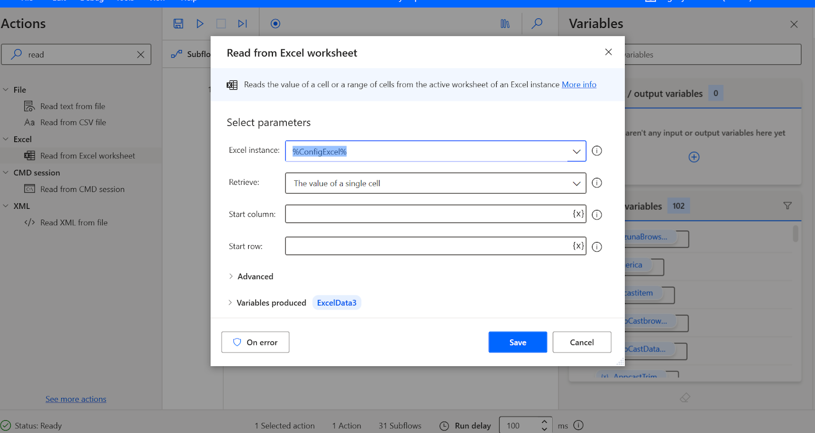 Set Up Configuration Excel File