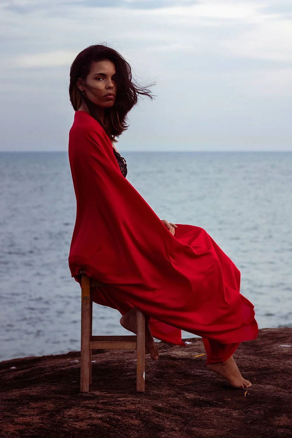 Picture of a lady rocking the polyester fabric 