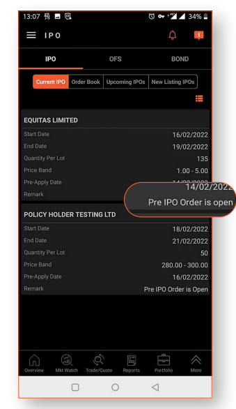 sharekhan currect ipo tab