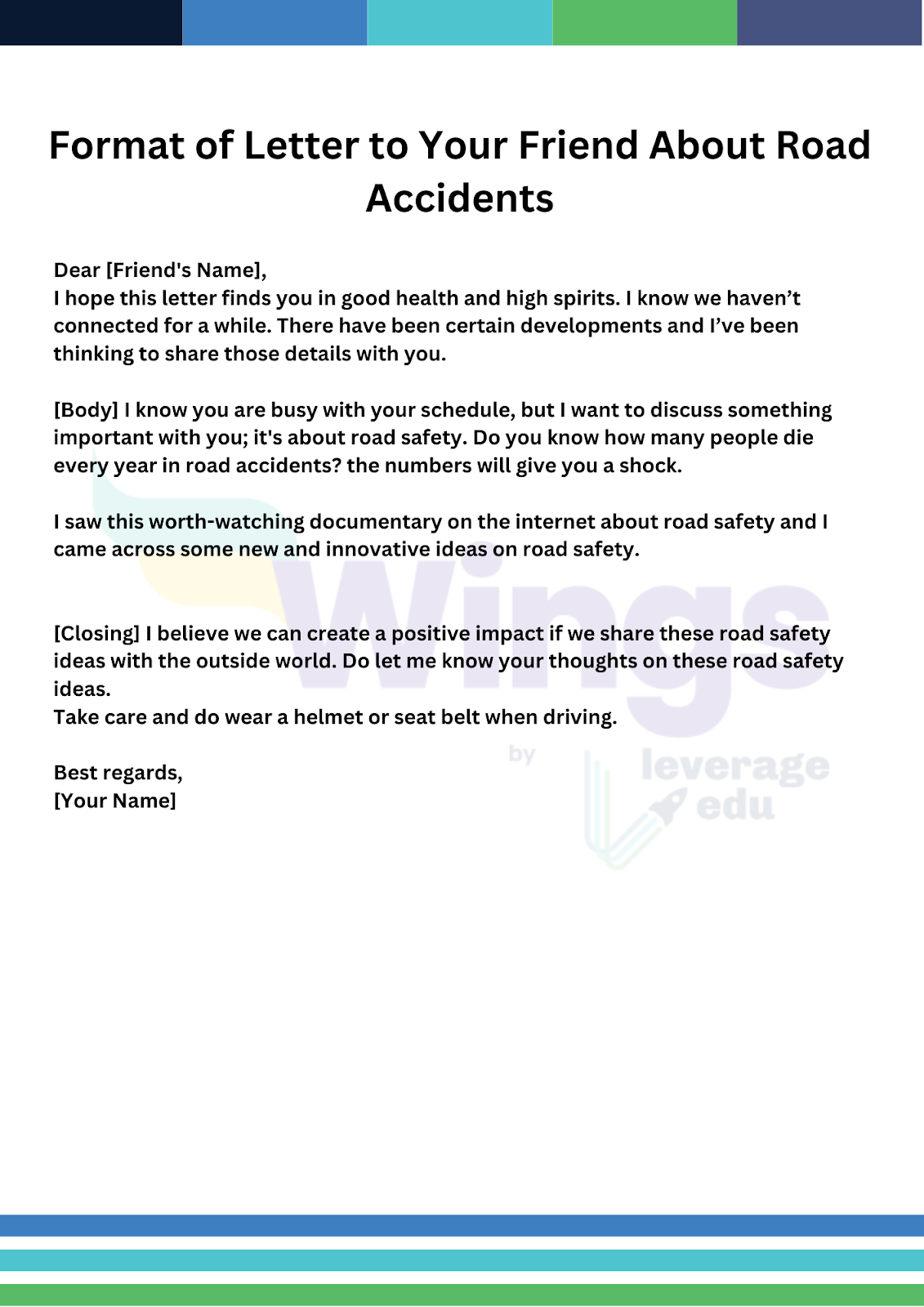 Letter to Your friend about road safety