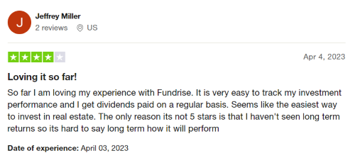 A positive Fundrise review from someone who found the app easy to track their investments with. 