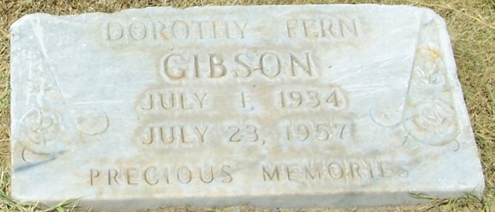 headstone for Dorothy Fern Gibson