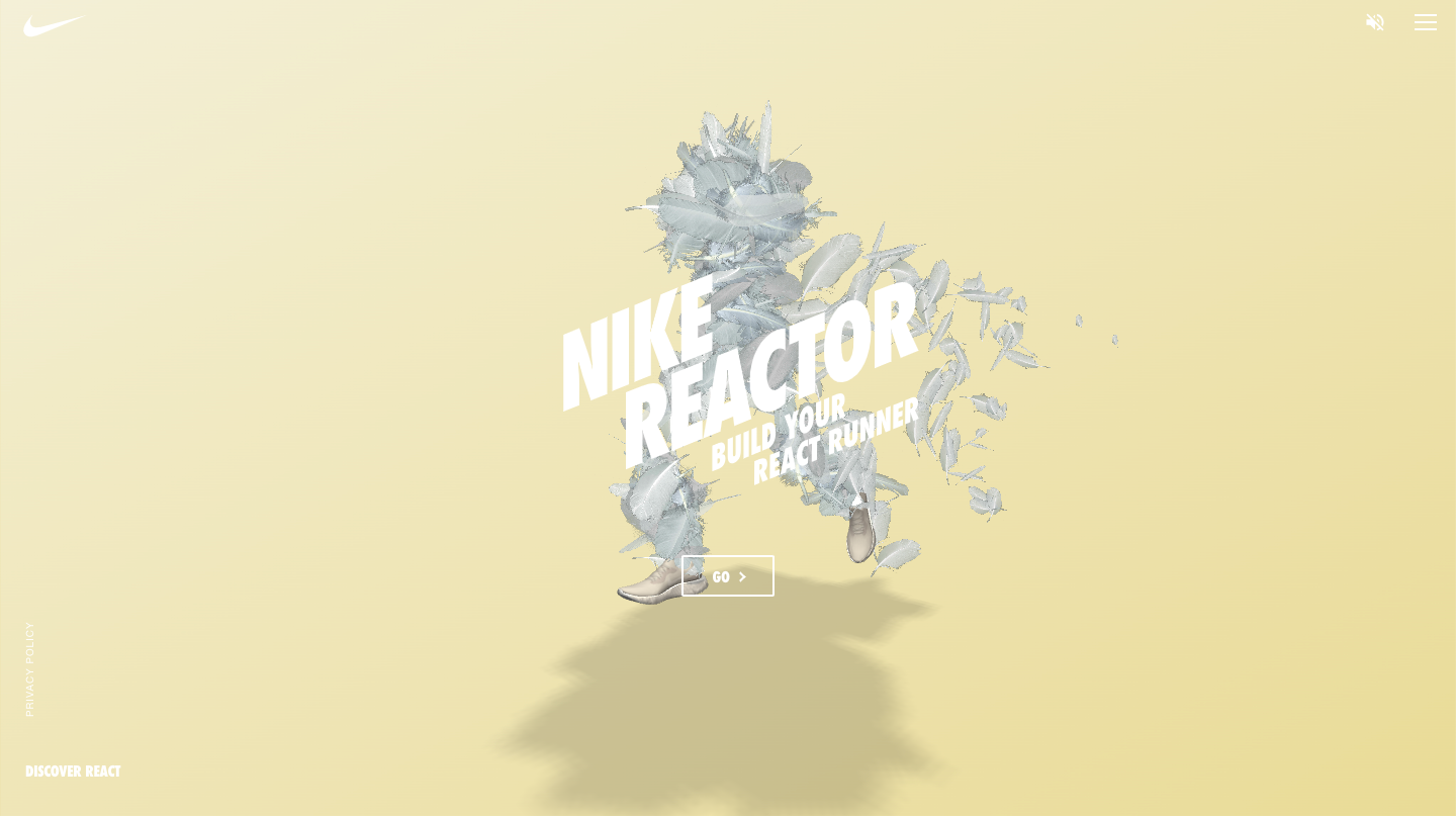 NIKE REACTOR website animation example