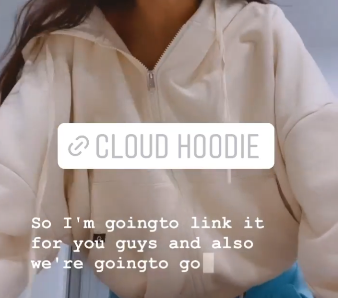 Screenshot of Cloud Hoodie product using influencer marketing.