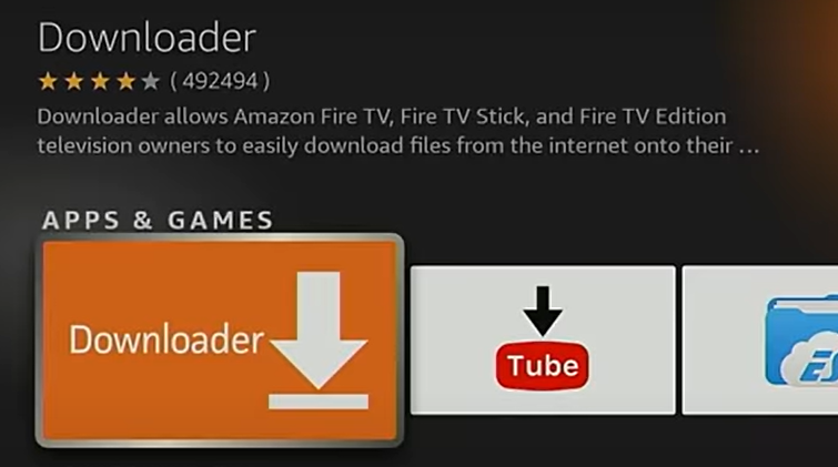 Capture d'écran de l'application Downloader sur Amazon Firestick