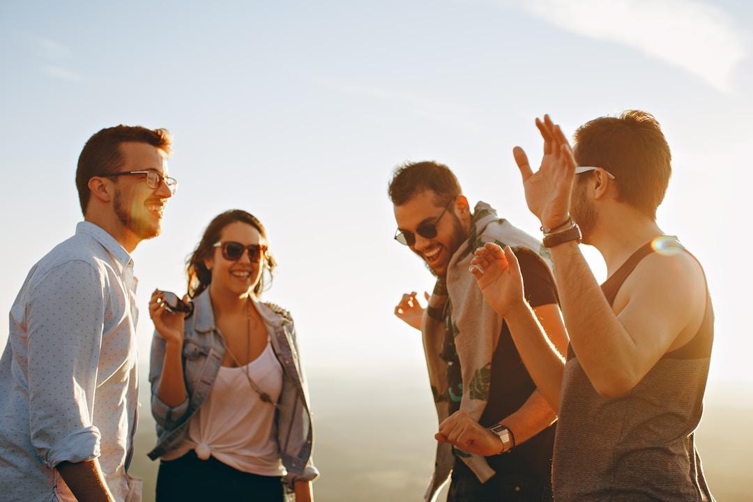 a group of people standing outside