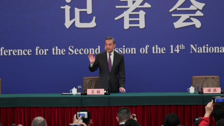 Chinese Foreign Minister Wang Yi gestures as he attends a press conference on the sidelines of the National People's Congress (NPC), in Beijing, China March 7, 2024. REUTERS/Tingshu Wang
