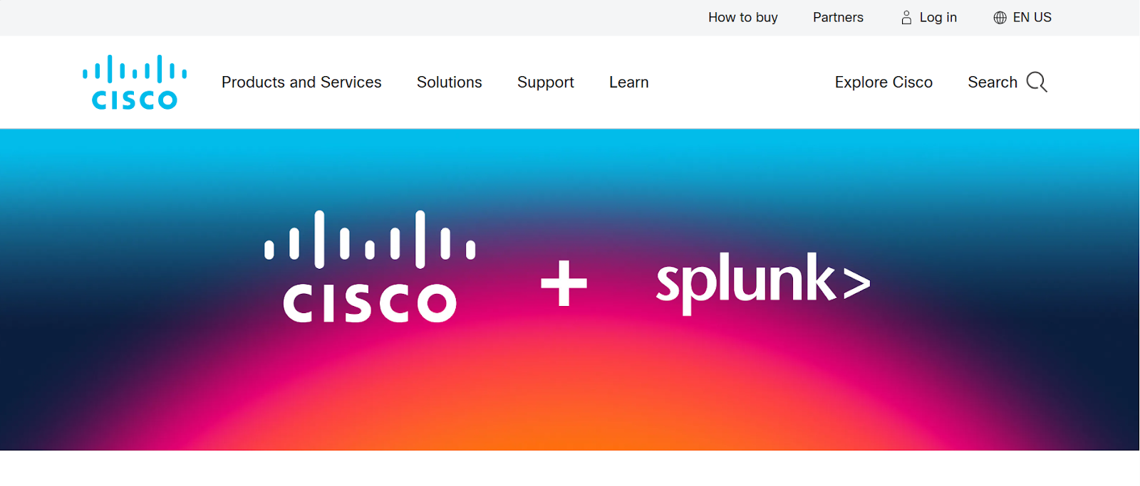 Cisco website snapshot highlighting the services it provides.