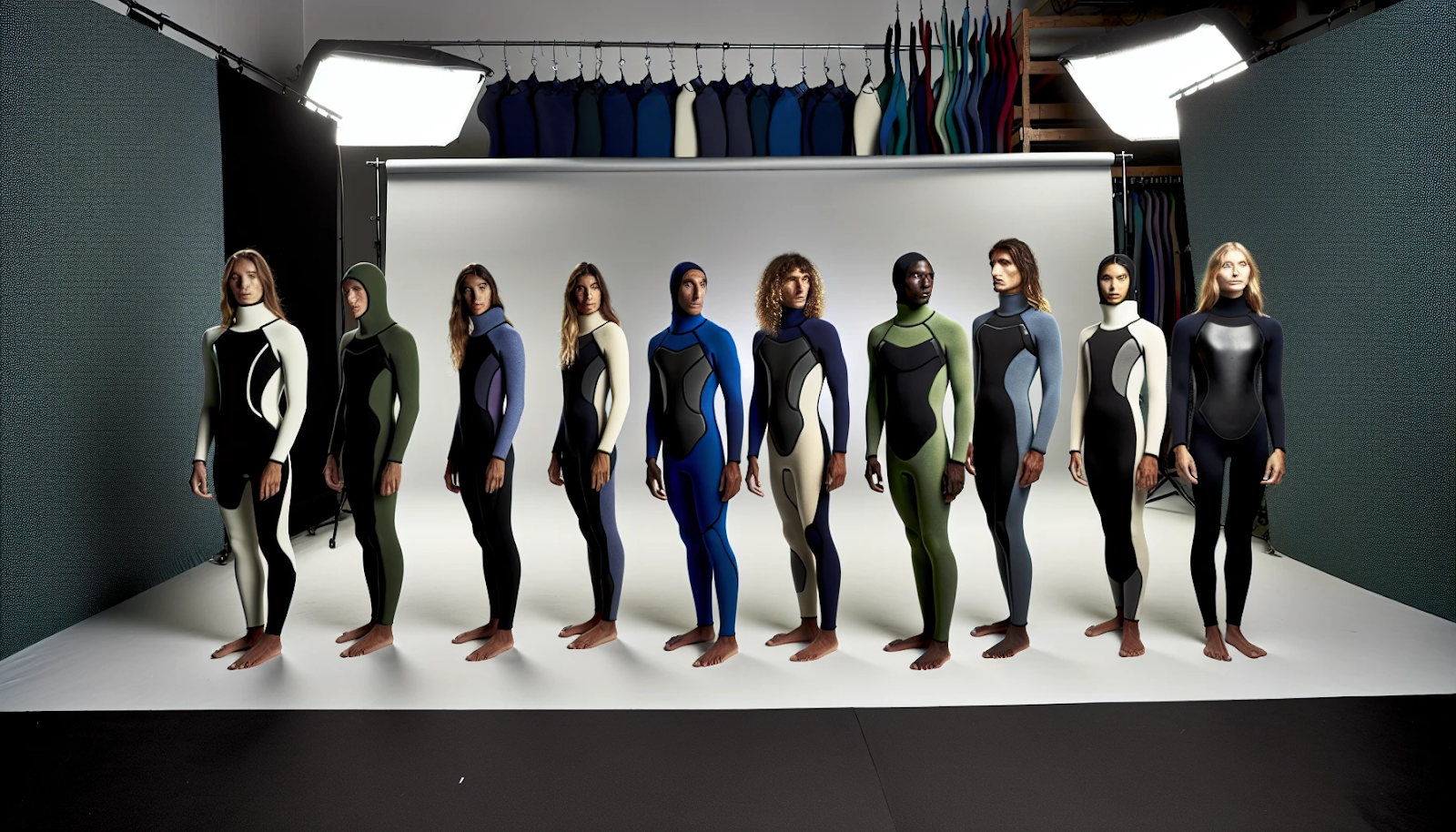 A collection of eco-friendly wetsuits made from alternative materials to traditional neoprene
