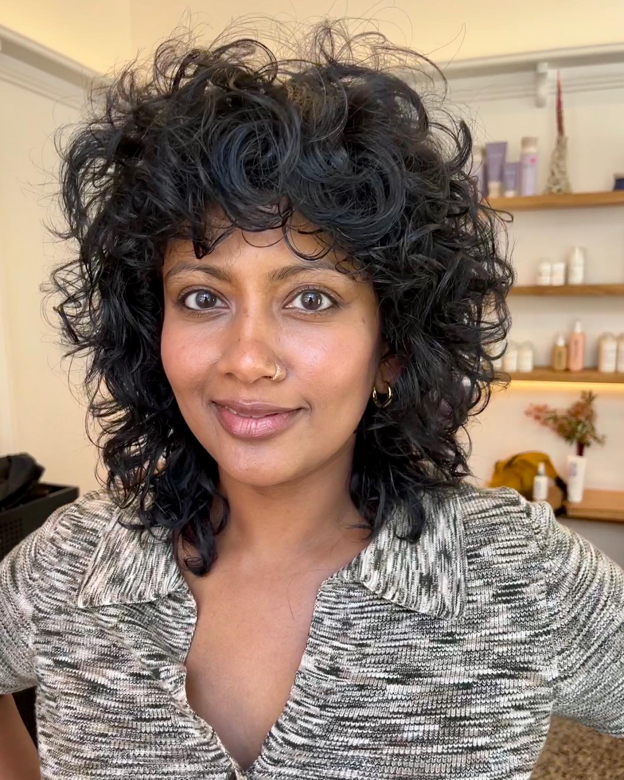 Short Razor Shag for Curly Hair