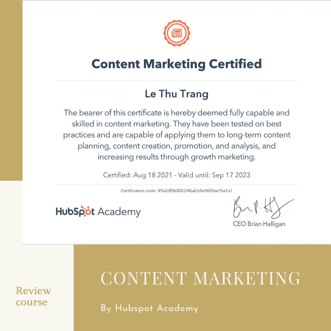 Chứng chỉ Digital Marketing HubSpot Academy