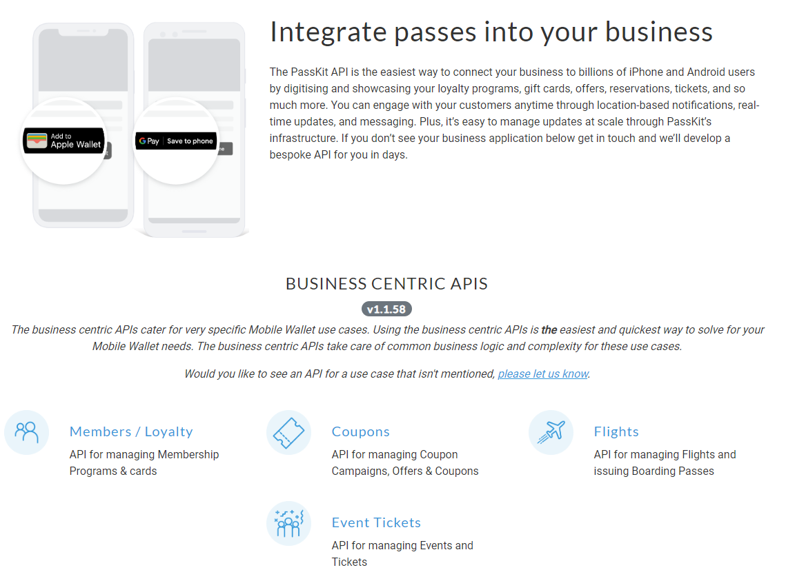 Mobile wallet APIs and SDKs