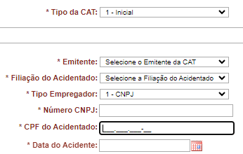 CPF do acidentado para a CAT