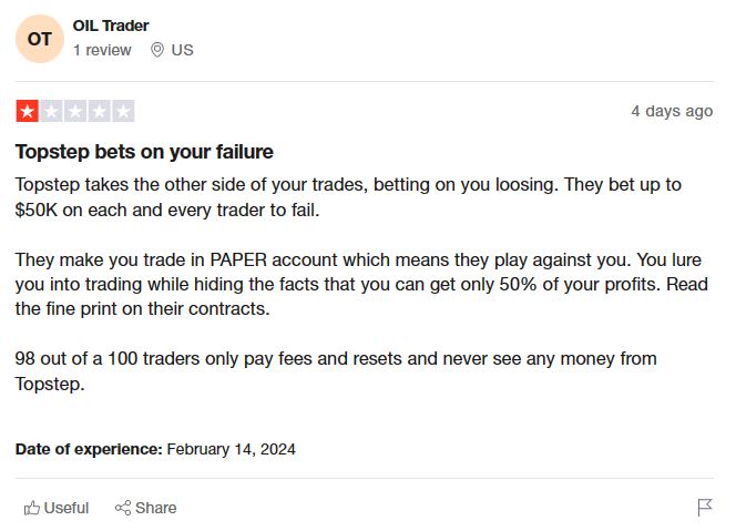 Topstep Trader complaints