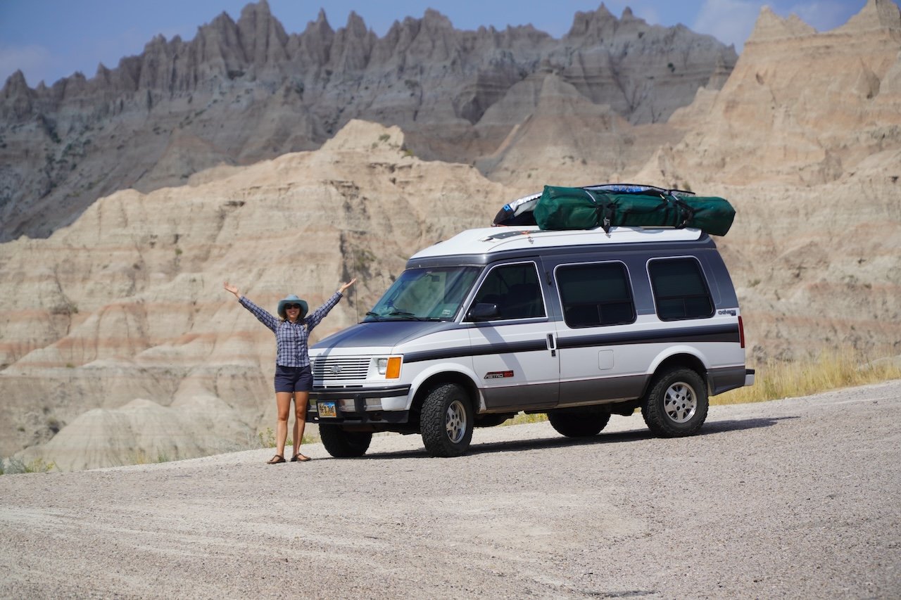 Kristin Hanes showing off her camper van.