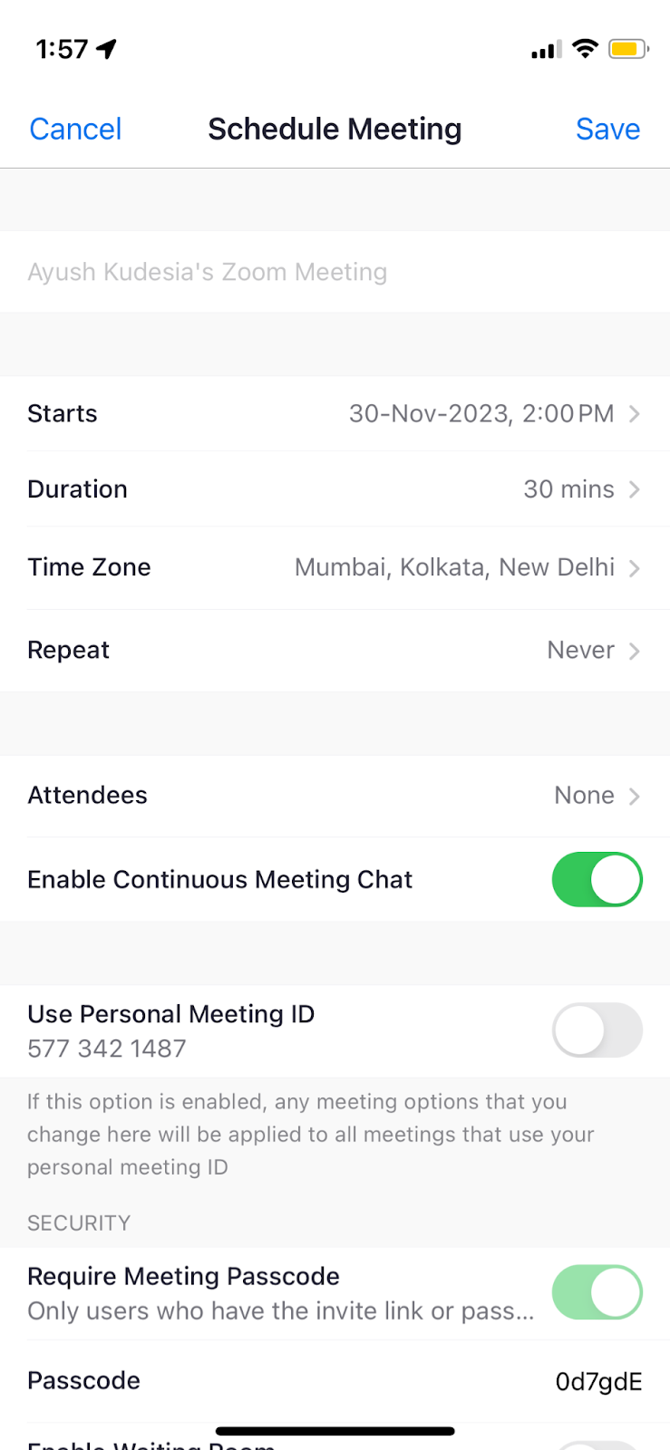 Create a Zoom meeting on mobile app - Schedule a meeting