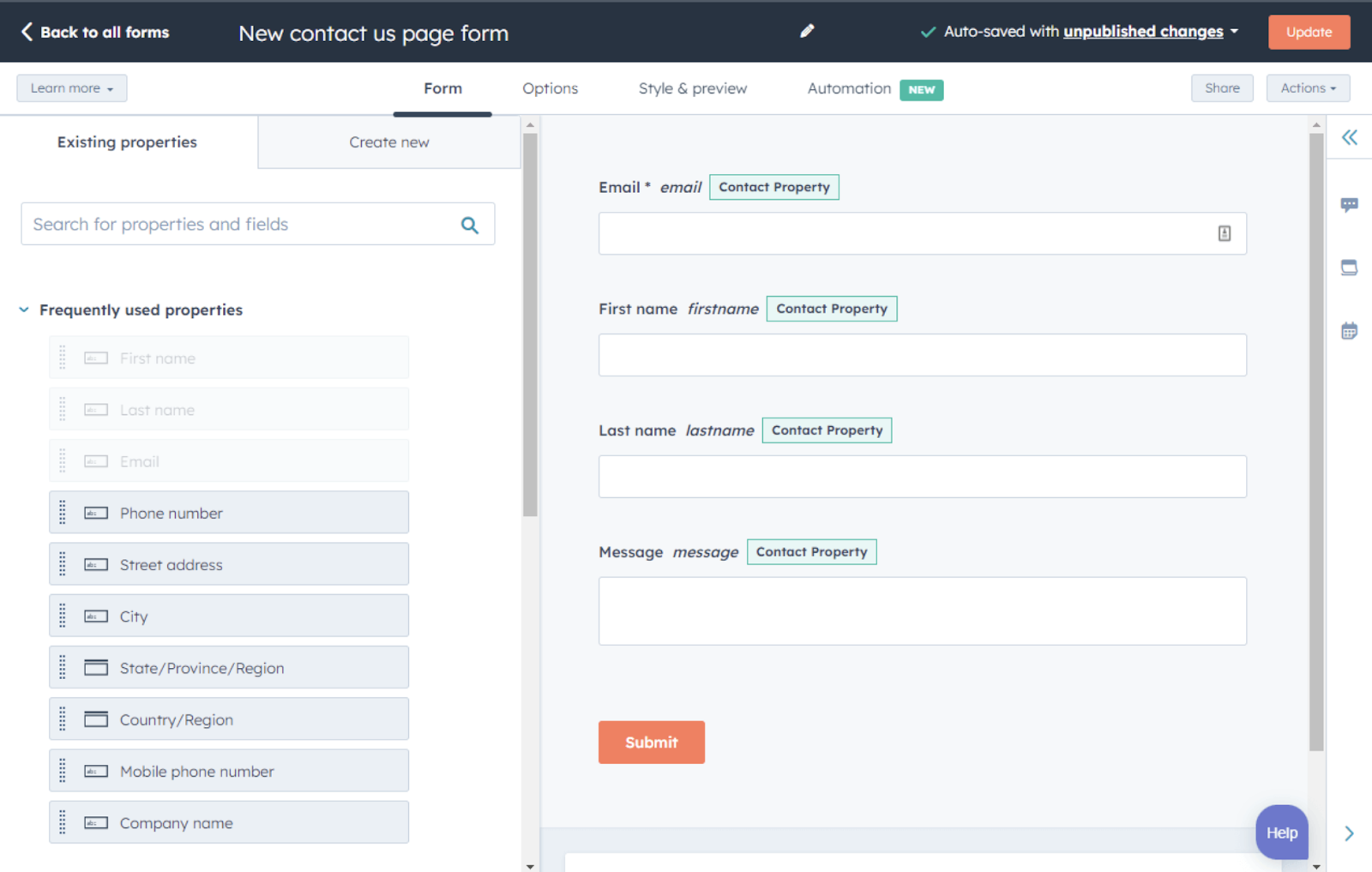 Customer feedback tools, HubSpot’s form maker