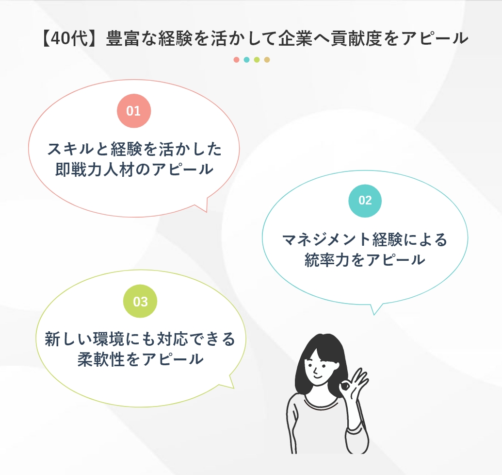 【40代】豊富な経験を活かして企業へ貢献度をアピール