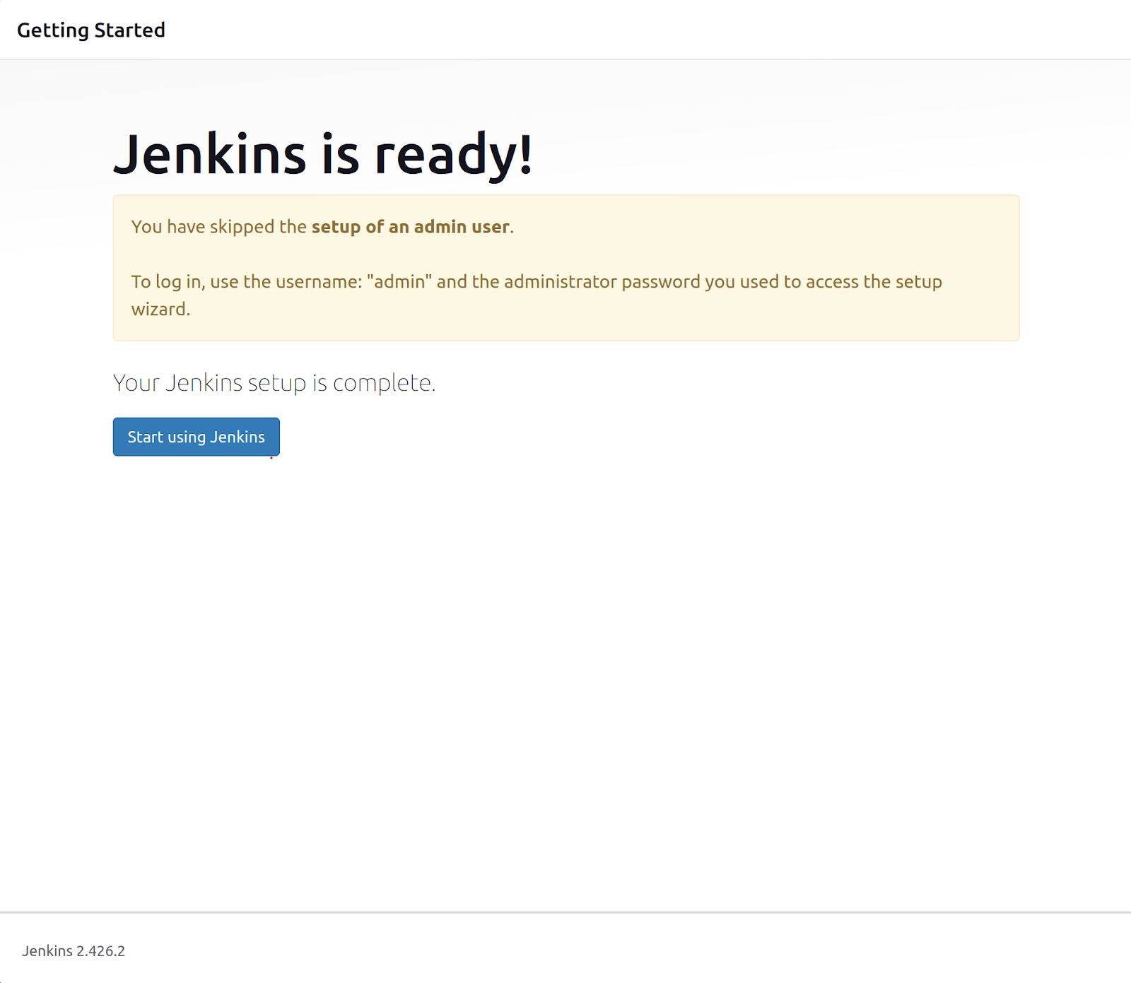 Jenkins setup successfully done.