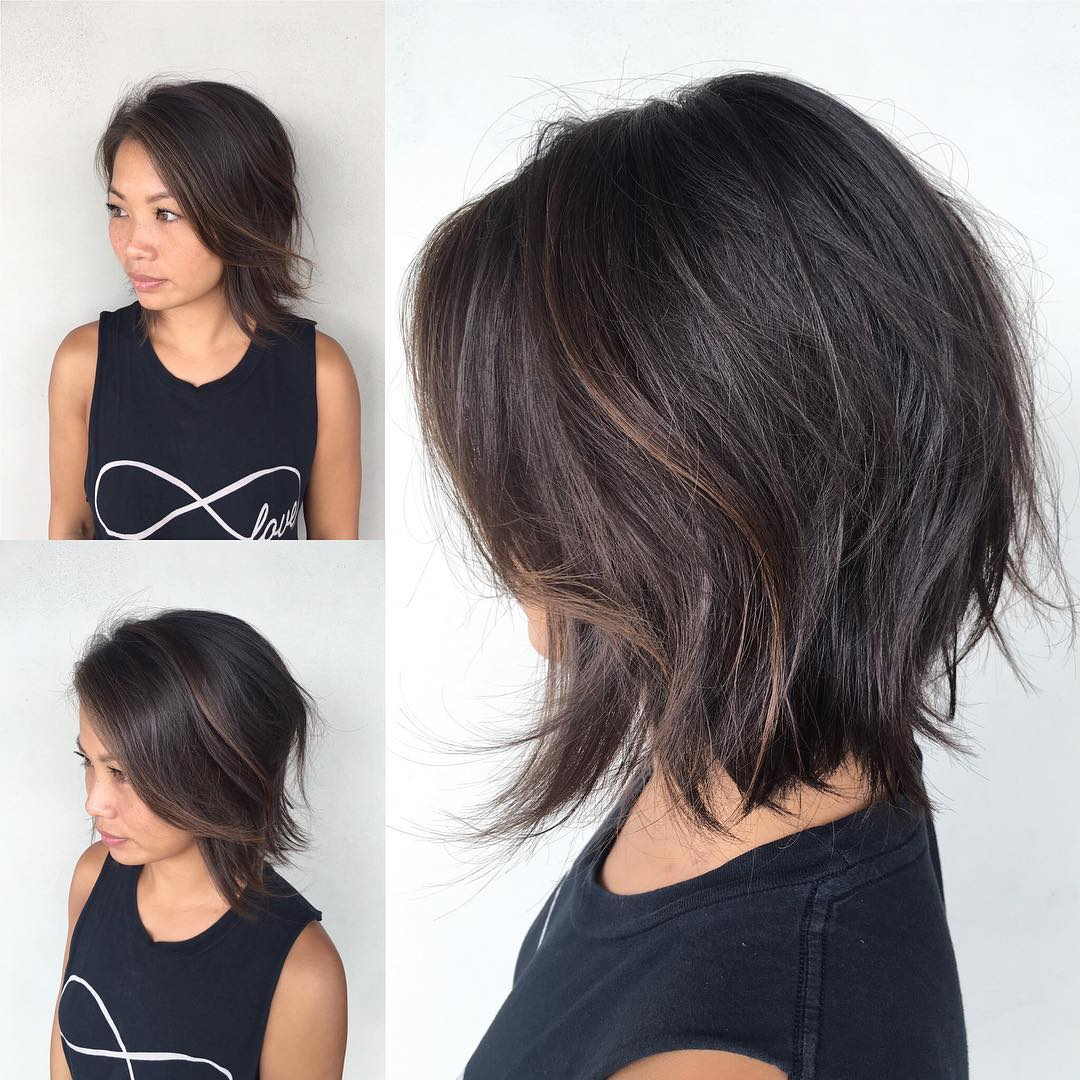 Brunette Lob Feathered