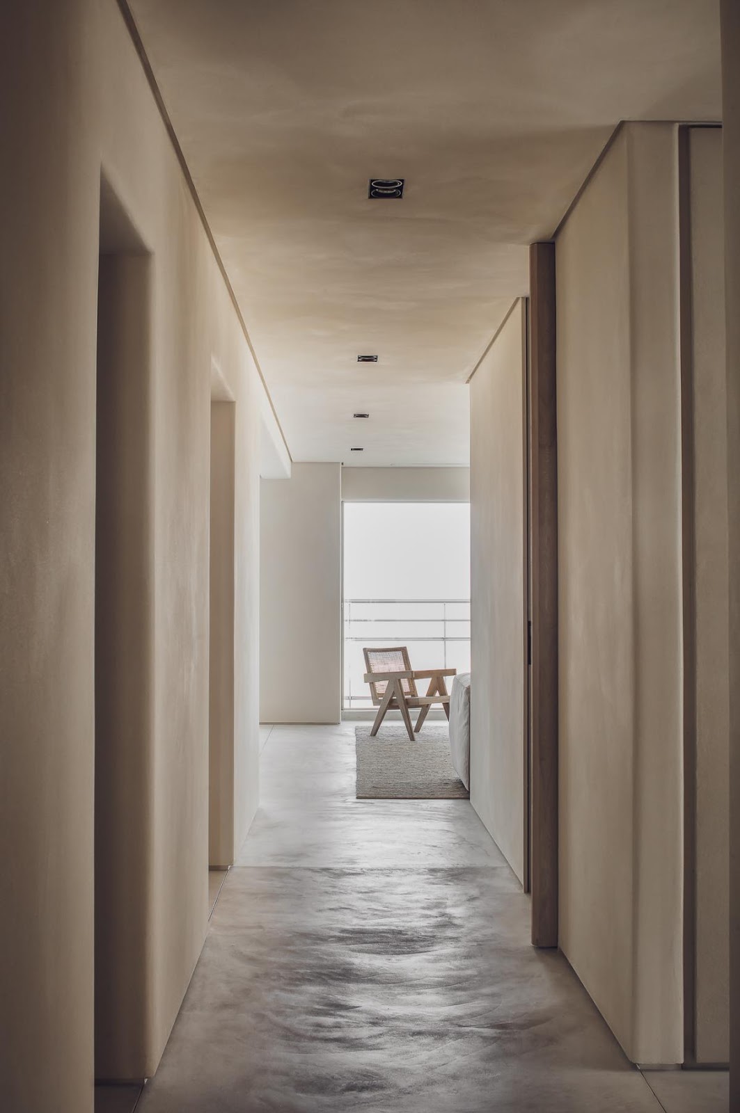 Rustic sustainable interior design hallway 