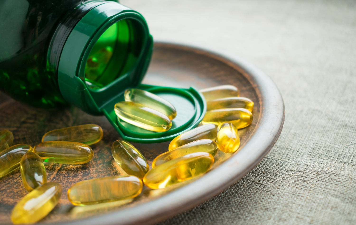 Fish oil capsules in a supplement form