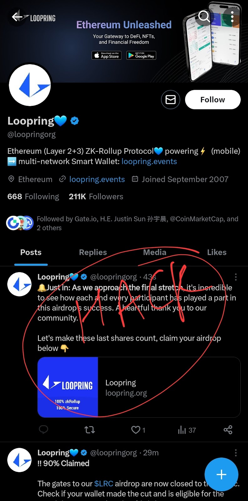 Loopering protocol’s X (Twitter) account hacks: Crypto Hacking Alert  2