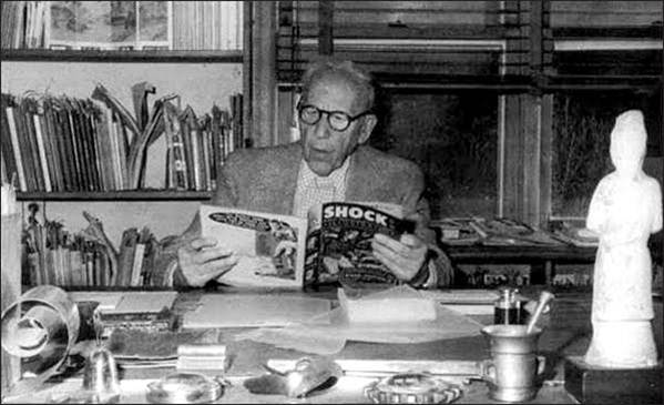 Image of Frederic Wertham reading Shock magazine.