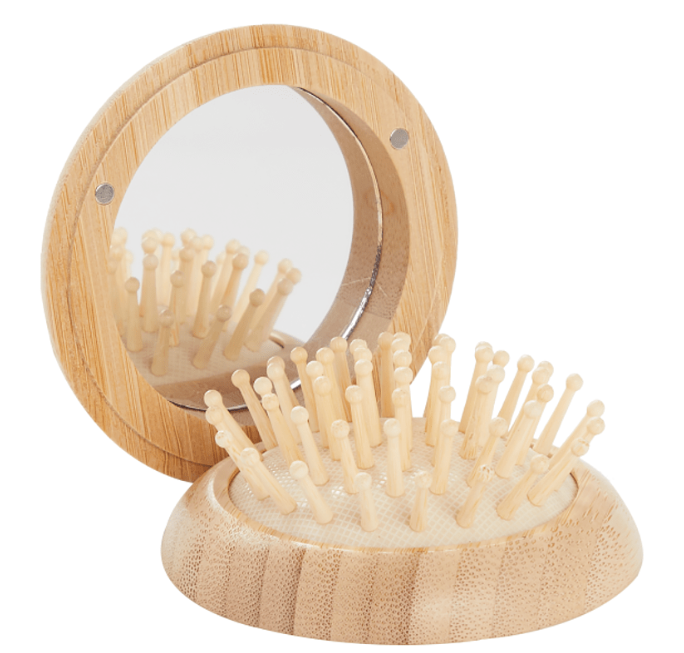 Screenshot of an eco-friendly compact mirror and brush. 