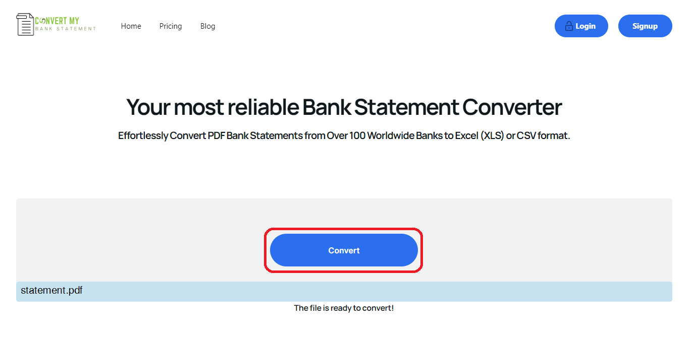 click here to convert PDF bank statements