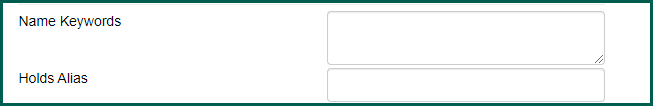 name keywords and holds alias fields