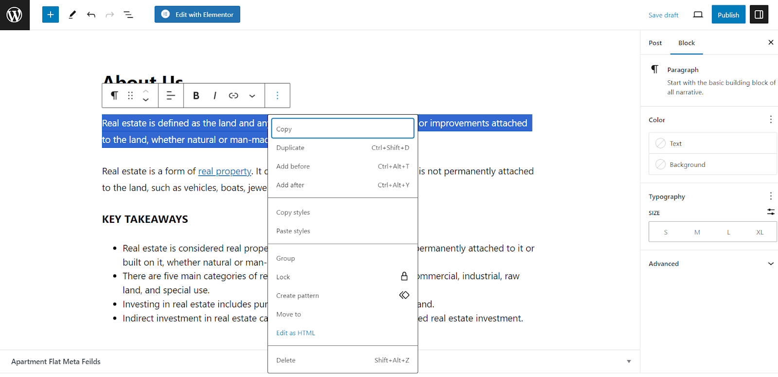 indenting in WordPress