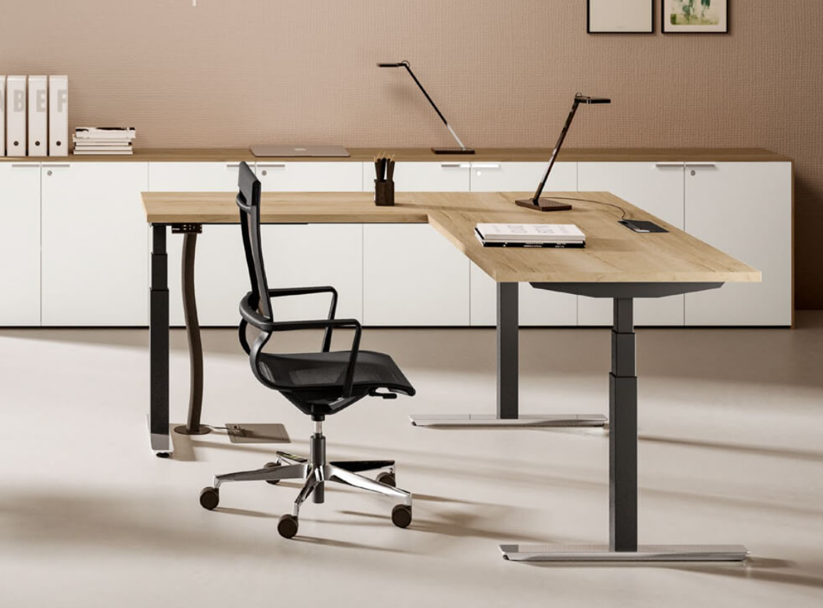 Electric height adjustable desk.
