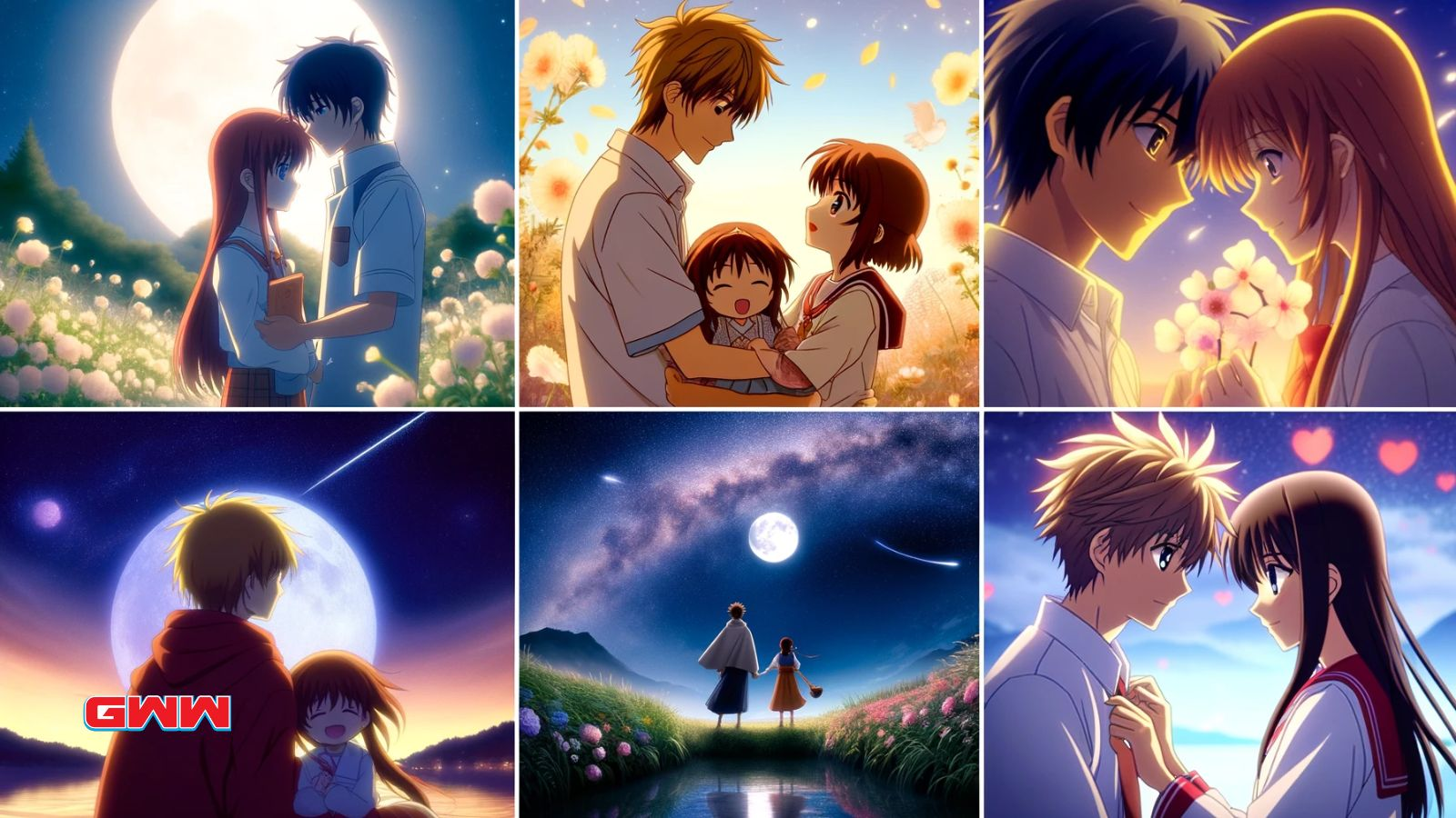 Scenes from Clannad, Toradora, Fruits Basket in best love romance anime