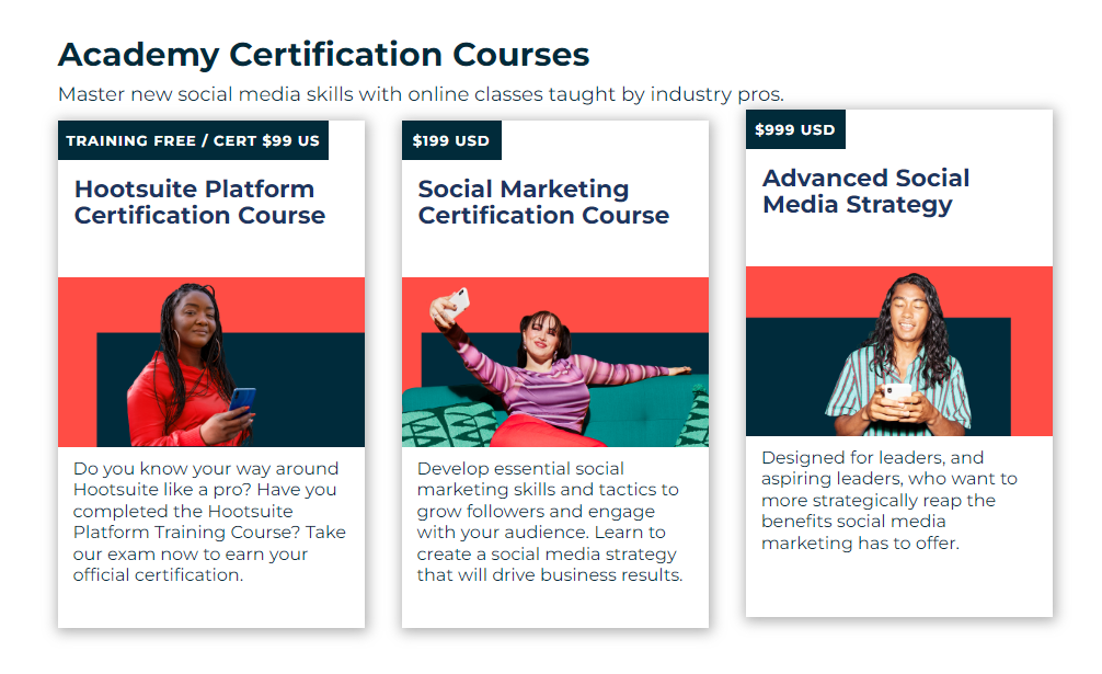 Academy Certification Courses with Hootsuite