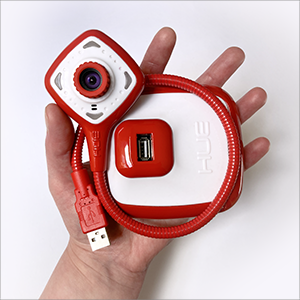 red Pro in hand - portable