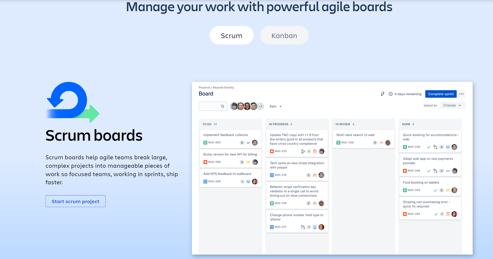 jira agile tool to manage the work