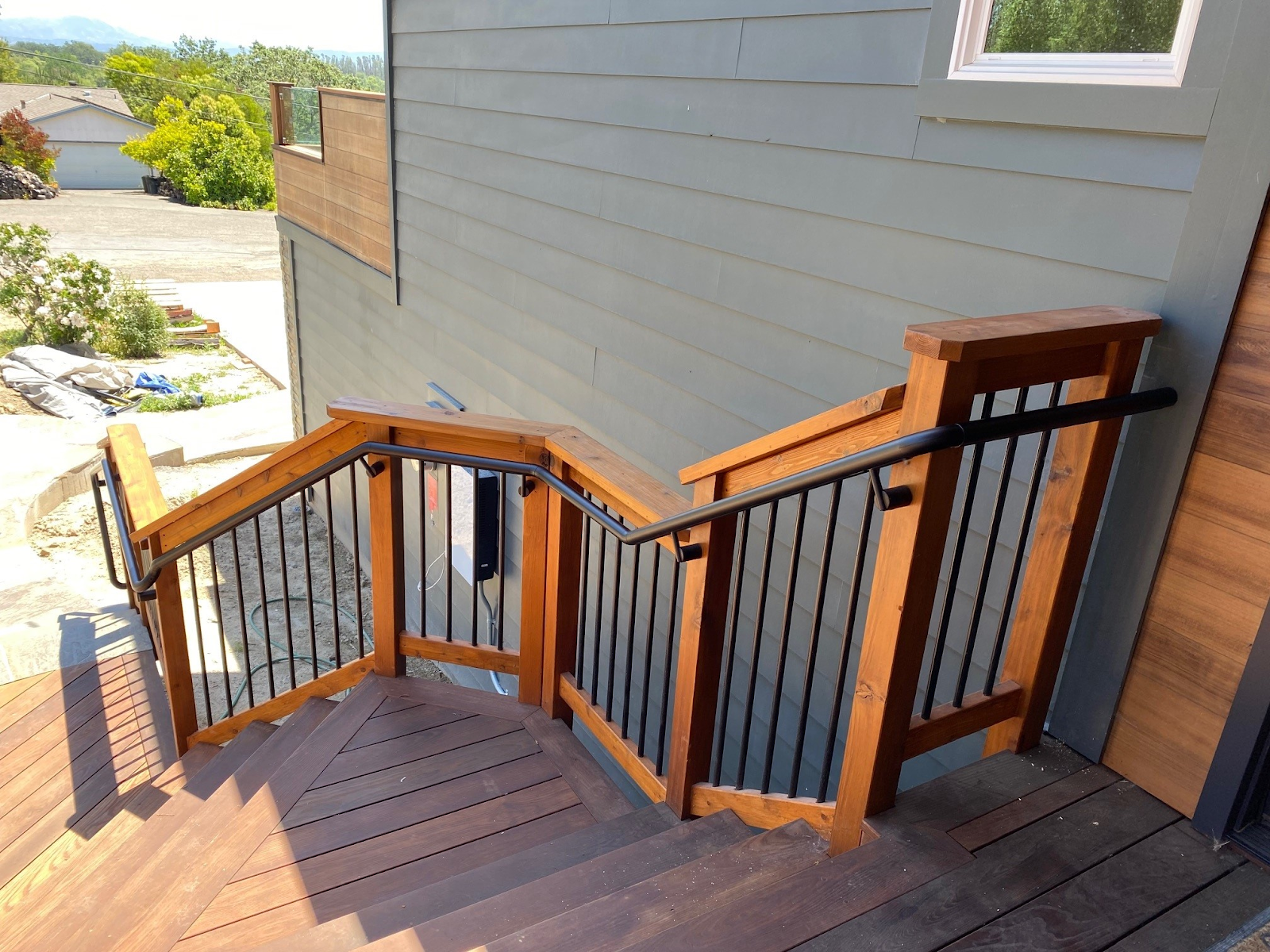Long Exterior Staircase Handrail System