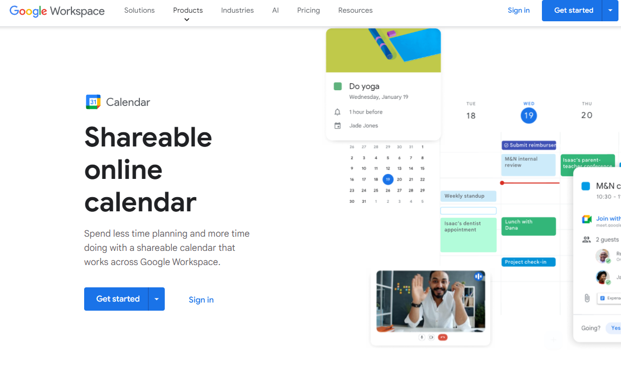 Google Calendar: Shareable online calendar