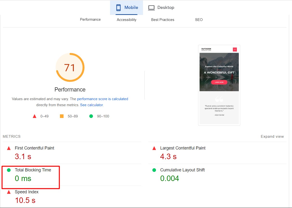 how to reduce total blocking time in WordPress