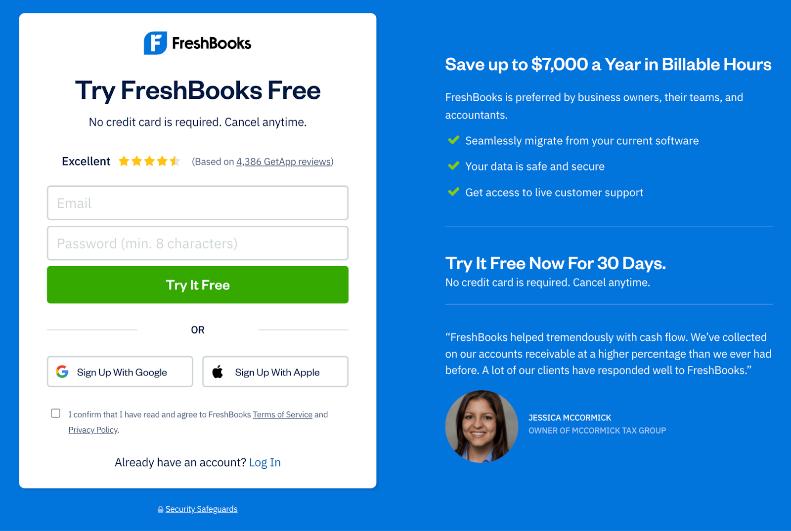 FreshBooks offers an example of a free trial for 30 days