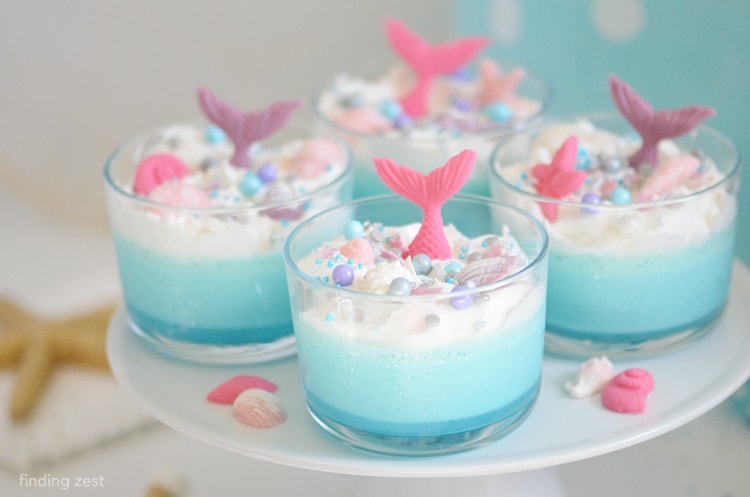 Mermaid Dessert Cups with Chocolate Tails for a Mermaid Party