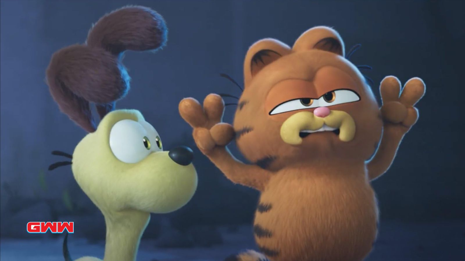 Garfield y Odie conversando, tráiler de La Película de Garfield