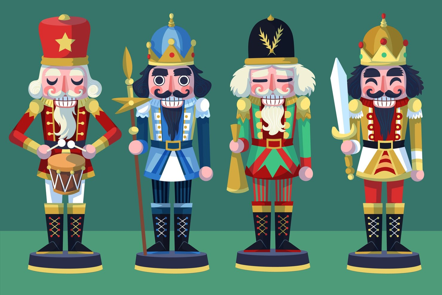 A collection of four laughing Nutcrackers.